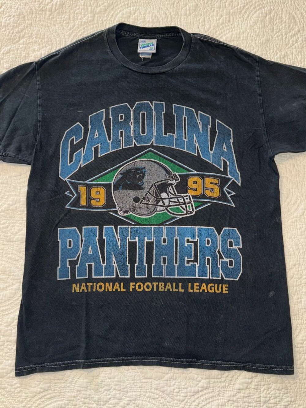 Carolina Panthers T Shirt Mens Medium Black 47 Brand Vintage Style 1995 NFL Tee